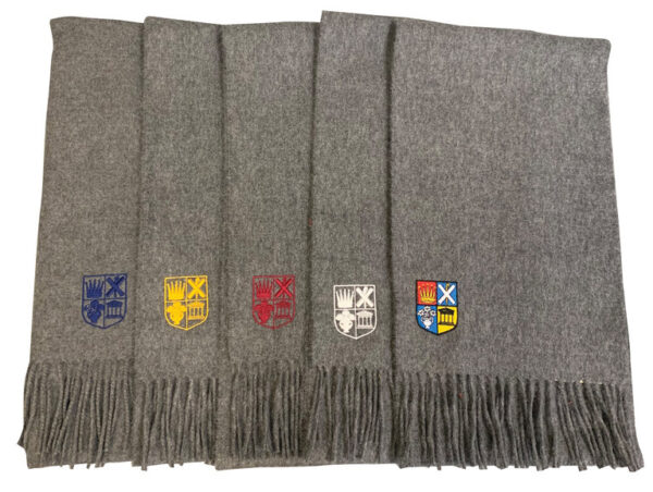 a picture of the variety of scarfs high school of Dundee provides to students