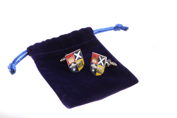 a picture of the high school of Dundee nickel plated cufflinks